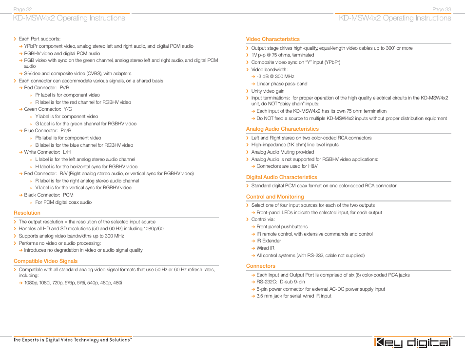Kd-msw4x2 operating instructions | Key Digital FATBOY KD-MSW4X2 User Manual | Page 18 / 20