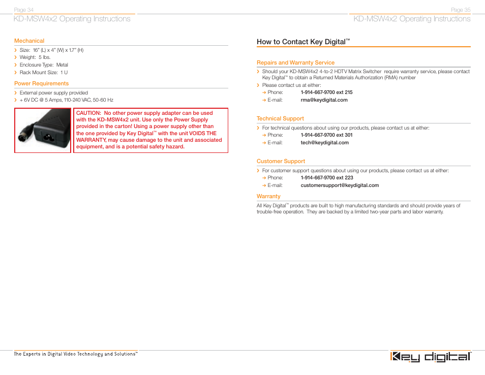 Kd-msw4x2 operating instructions, How to contact key digital | Key Digital FATBOY KD-MSW4X2 User Manual | Page 19 / 20
