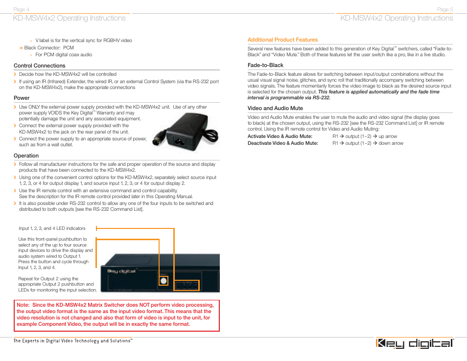 Kd-msw4x2 operating instructions | Key Digital FATBOY KD-MSW4X2 User Manual | Page 4 / 20