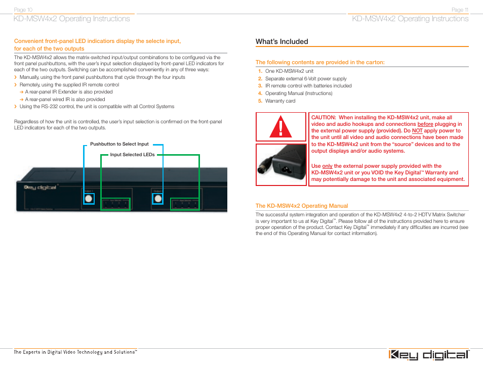 Kd-msw4x2 operating instructions, What’s included | Key Digital FATBOY KD-MSW4X2 User Manual | Page 7 / 20