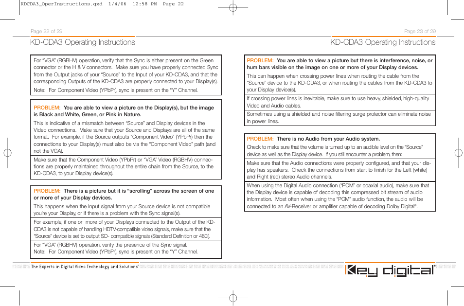 Kd-cda3 operating instructions | Key Digital KD-CDA3 User Manual | Page 14 / 18