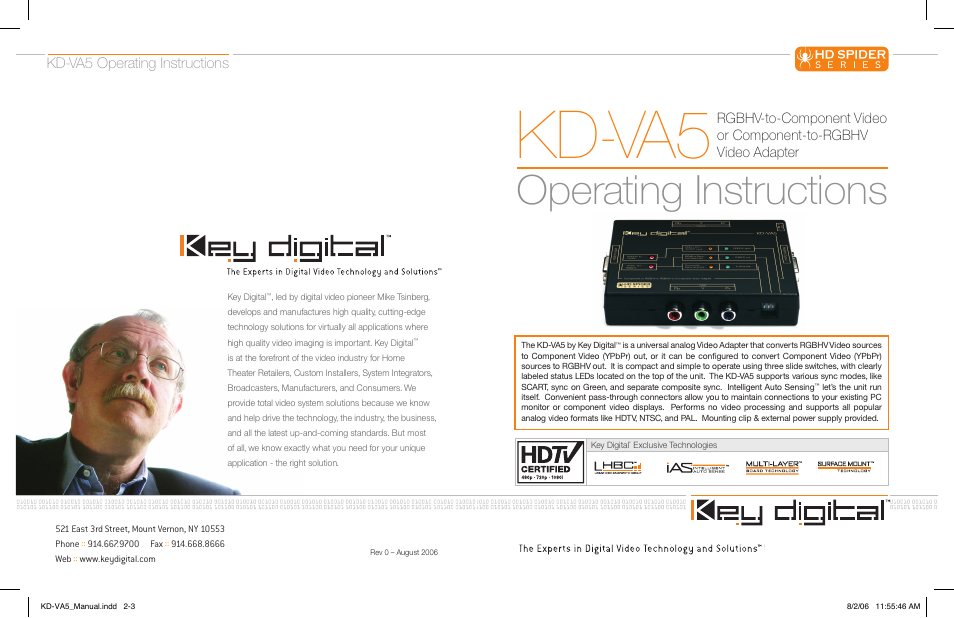 Key Digital KD-VA5 User Manual | 10 pages