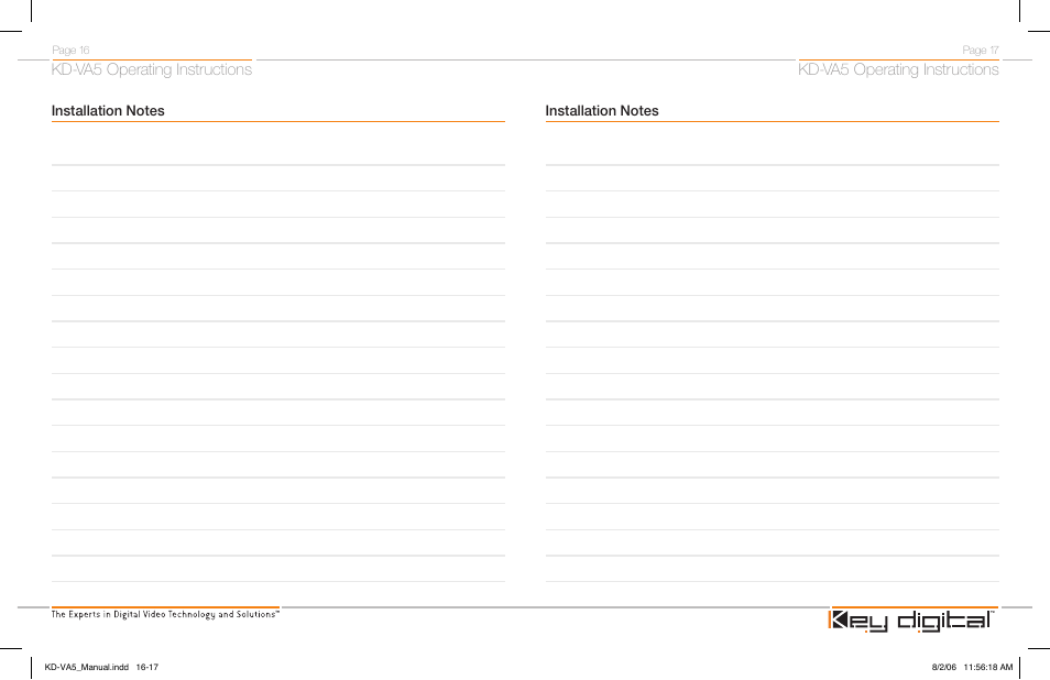 Kd-va5 operating instructions | Key Digital KD-VA5 User Manual | Page 10 / 10