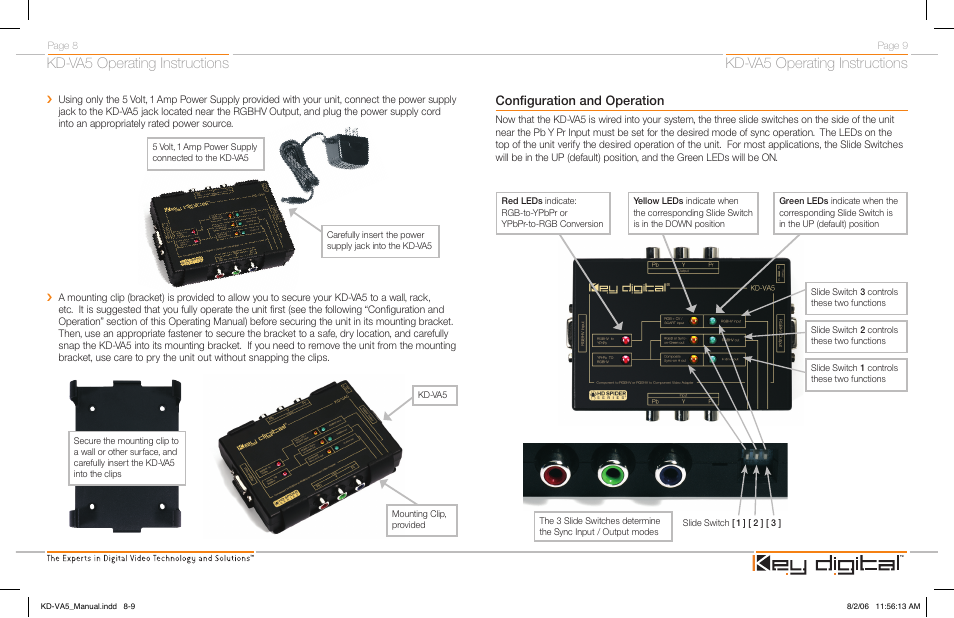Kd-va5 operating instructions, Configuration and operation | Key Digital KD-VA5 User Manual | Page 6 / 10