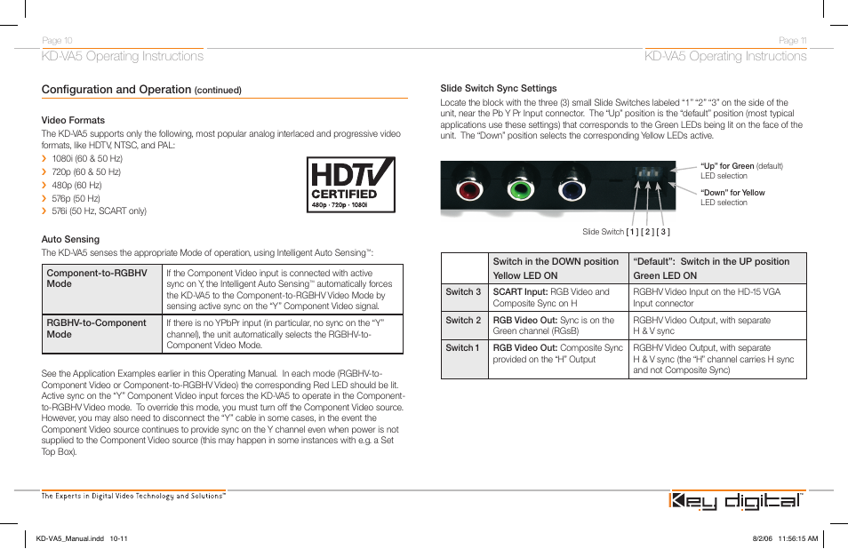 Kd-va5 operating instructions, Configuration and operation | Key Digital KD-VA5 User Manual | Page 7 / 10