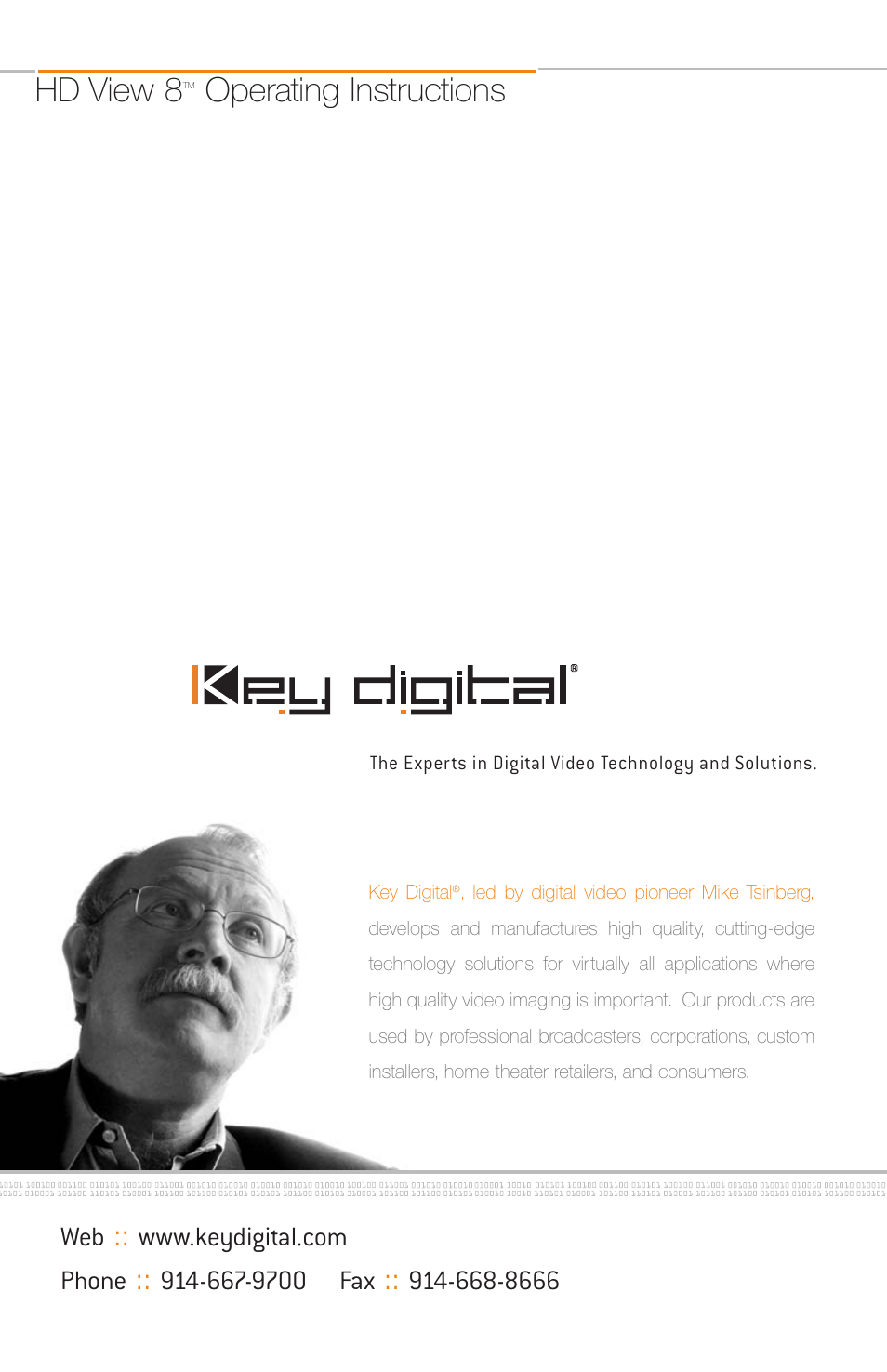 Hd view 8, Operating instructions | Key Digital KD-RGBDA8 User Manual | Page 8 / 8