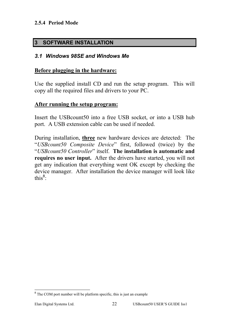 Period mode, Software installation, Windows 98se and windows me | 4 period, Mode, 3 software installation, 1 windows 98se and windows me | Key Digital ES381 User Manual | Page 22 / 30