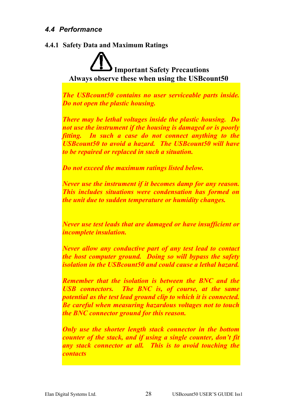 Performance, Safety data and maximum ratings, 4 performance | 1 safety data and maximum ratings | Key Digital ES381 User Manual | Page 28 / 30