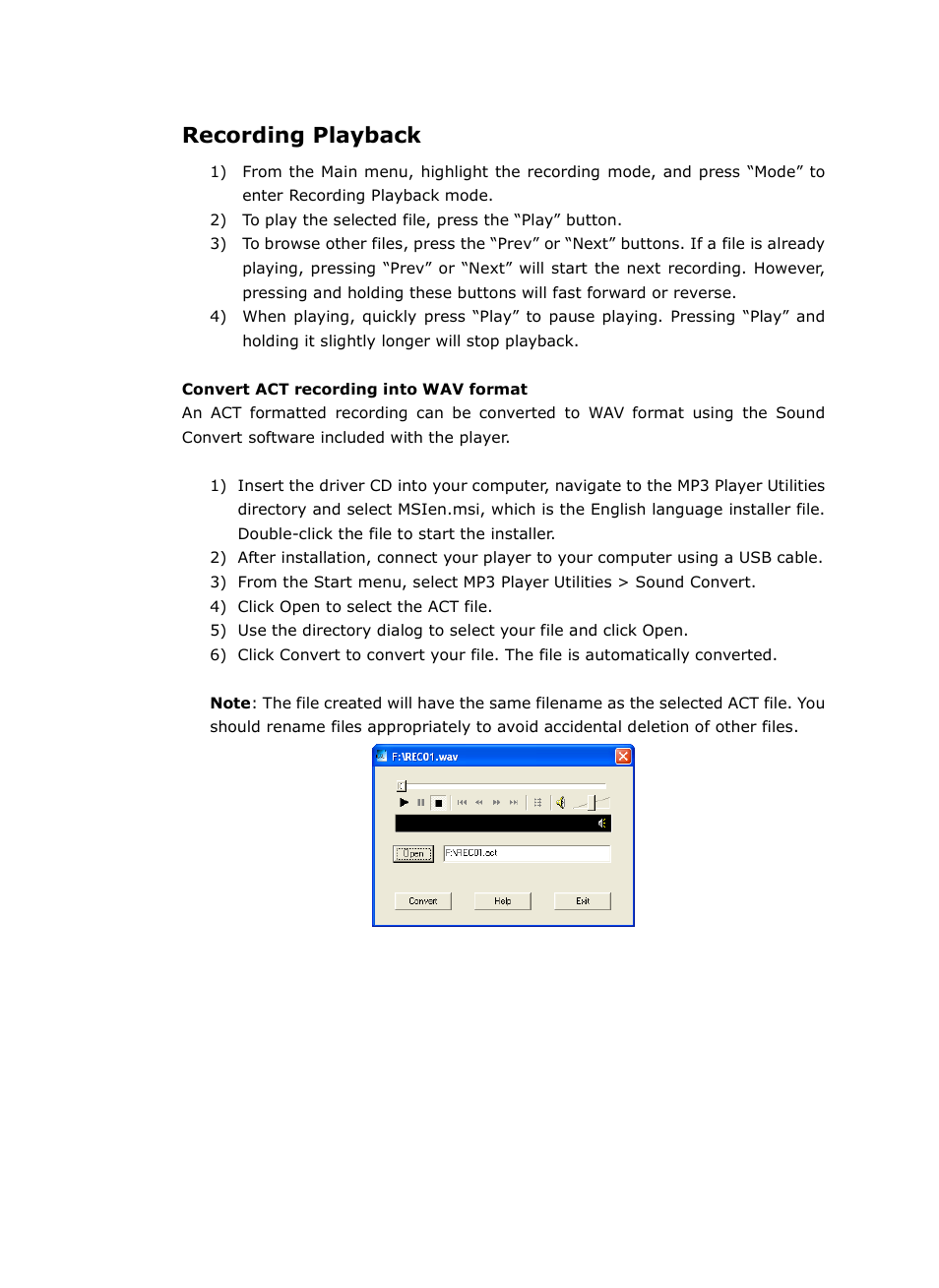 Recording playback | Kaser BW User Manual | Page 10 / 24