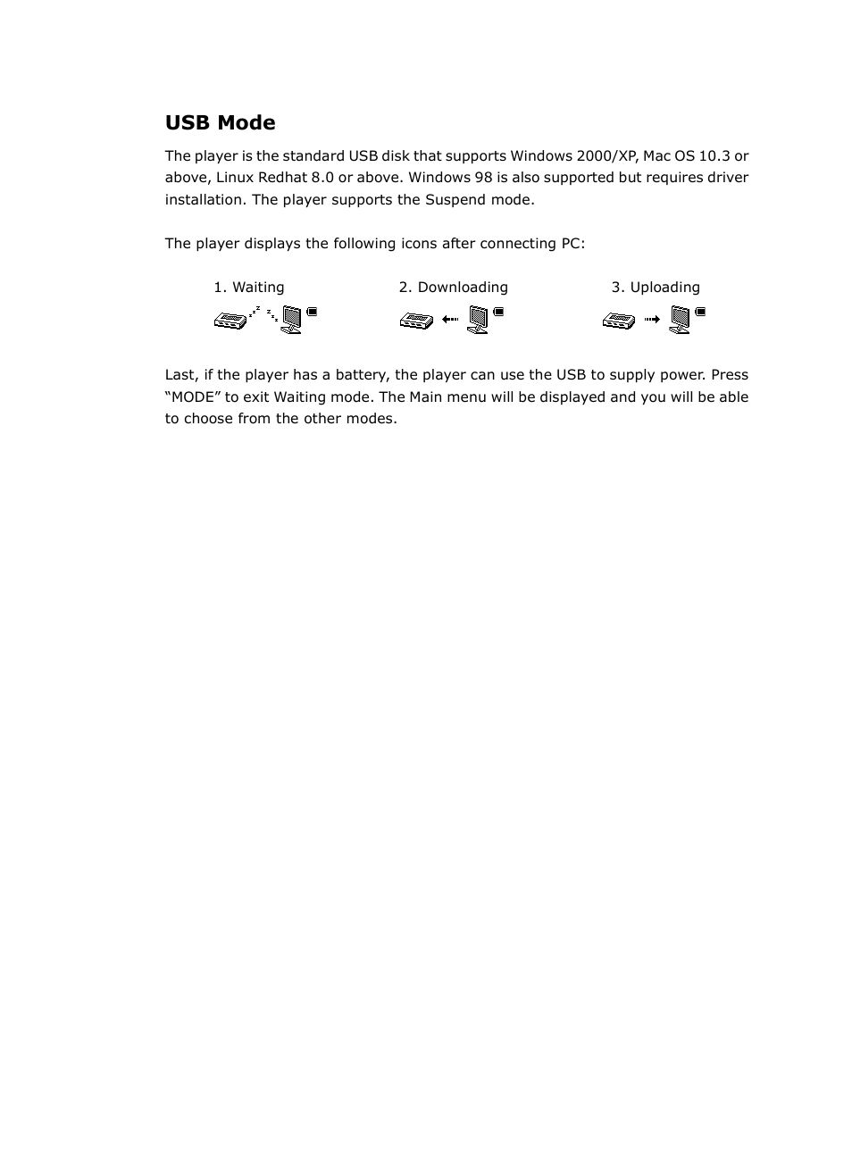 Usb mode | Kaser BW User Manual | Page 18 / 24