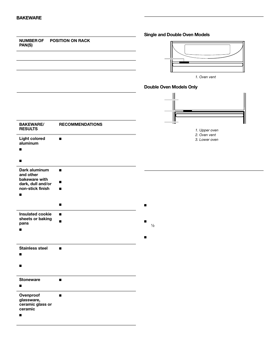 Bakeware, Ovenvent(s), Meatthermometer | Oven vent(s), Meat thermometer | KITCHENAID YKEBC278 User Manual | Page 9 / 24