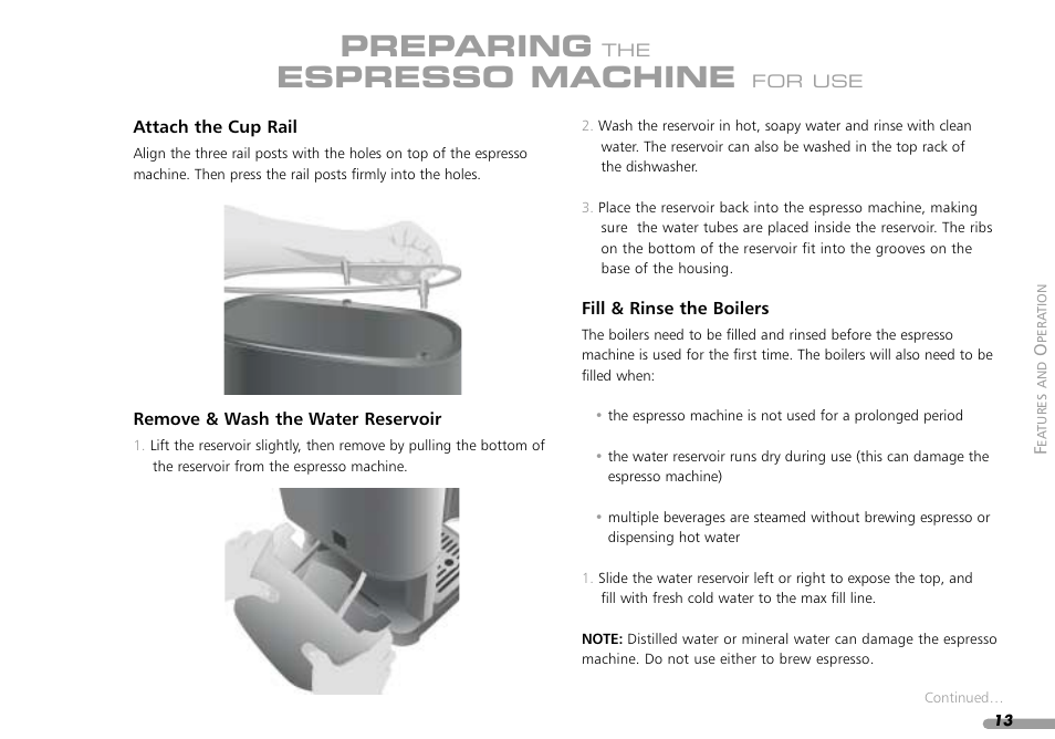 Preparing, Espresso machine | KITCHENAID PROLINE SERIES KPES100 User Manual | Page 15 / 44