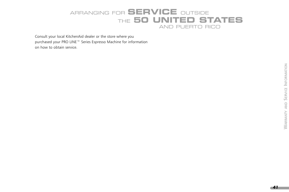 Service, 50 united states | KITCHENAID PROLINE SERIES KPES100 User Manual | Page 43 / 44