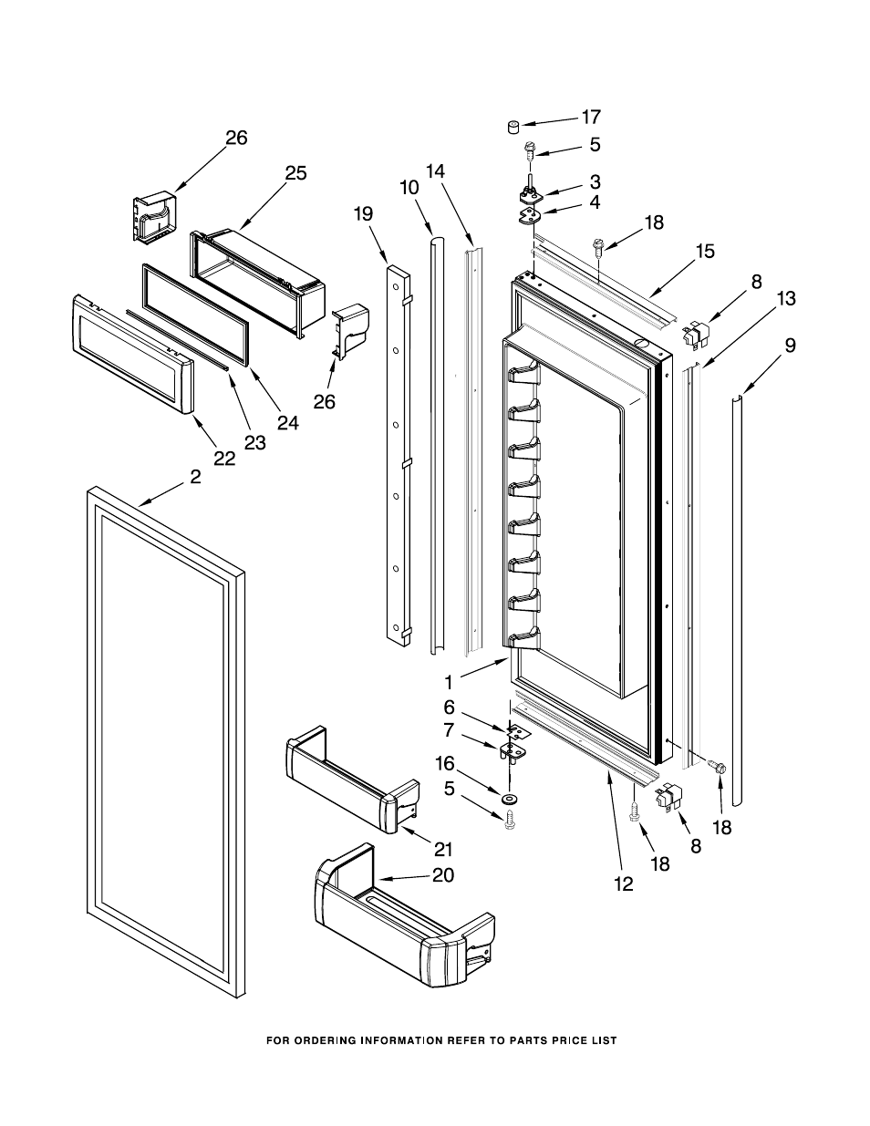 Refrigerator door, Refrigerator door parts | KITCHENAID KBFO42FTX02 User Manual | Page 11 / 20