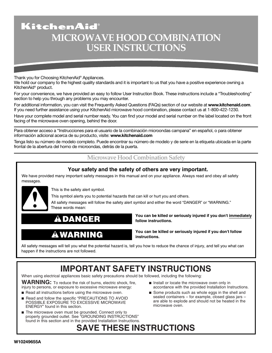 KITCHENAID W10249655A User Manual | 8 pages