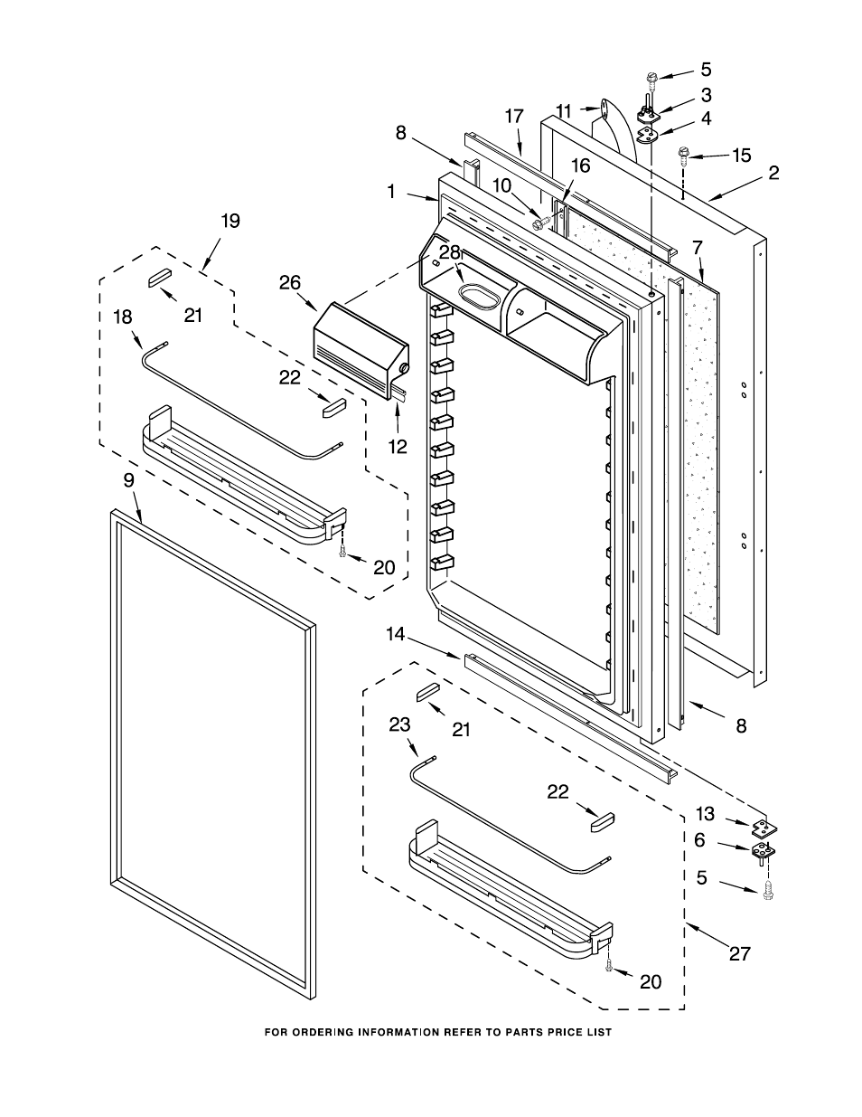 Refrigerator door, Refrigerator door parts | KITCHENAID KBLC36FKB01 User Manual | Page 11 / 18