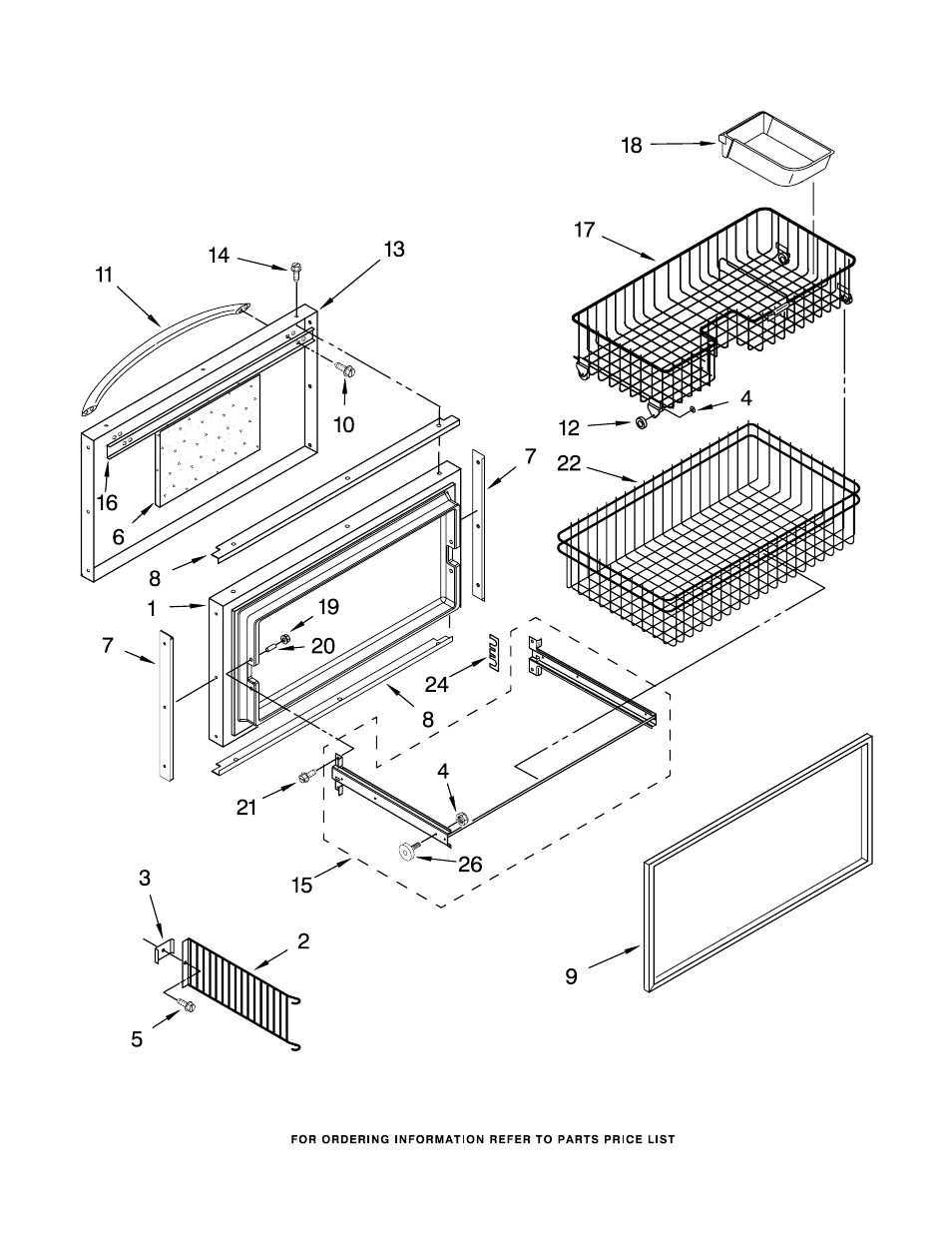 Freezer door and basket, Freezer door and basket parts | KITCHENAID KBLC36FKB01 User Manual | Page 9 / 18