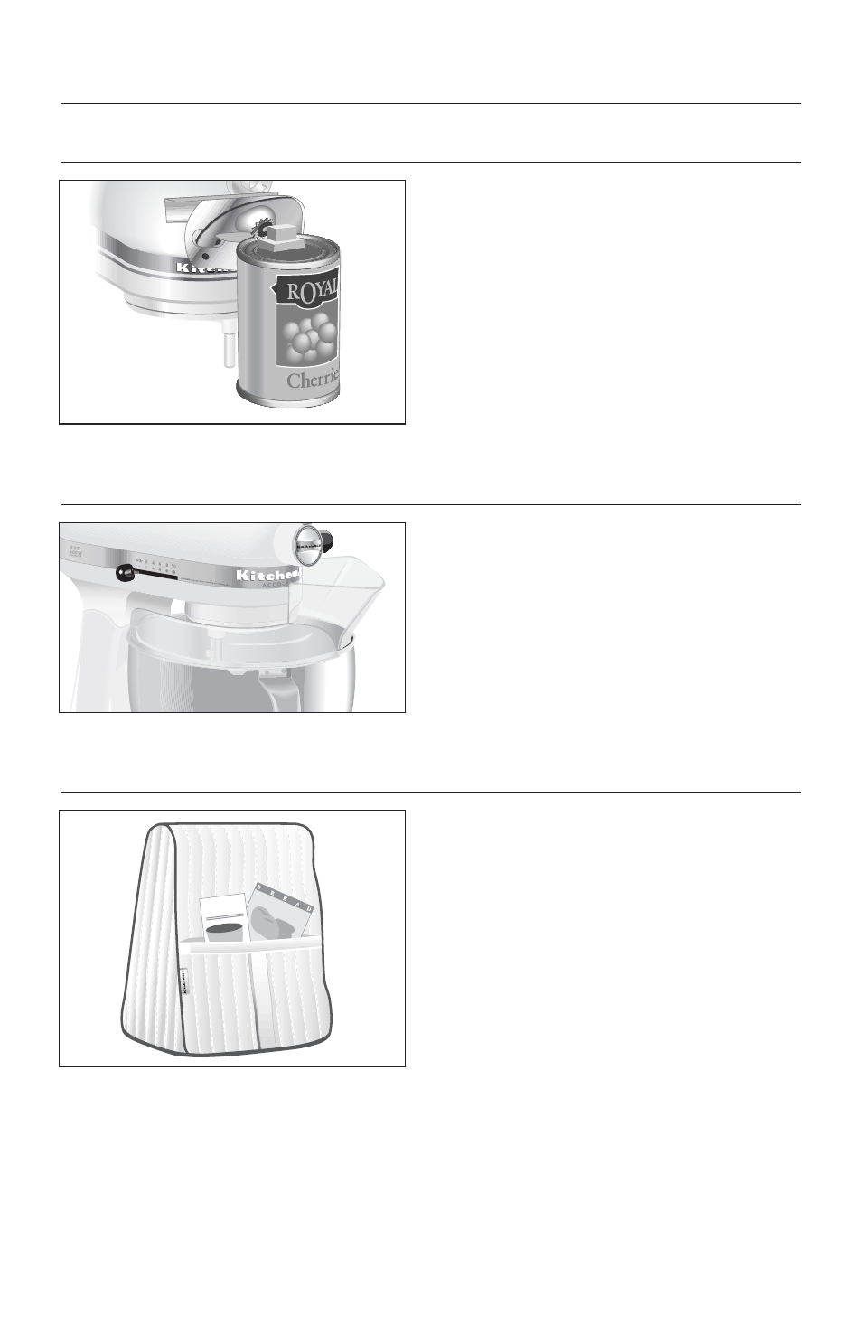 Pouring shield, Mixer cover, Attachments | Can opener | KITCHENAID 400 User Manual | Page 20 / 83