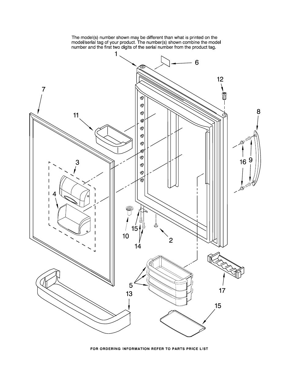 Refrigerator door, Refrigerator door parts | KITCHENAID KBLS22KVSS00 User Manual | Page 7 / 15