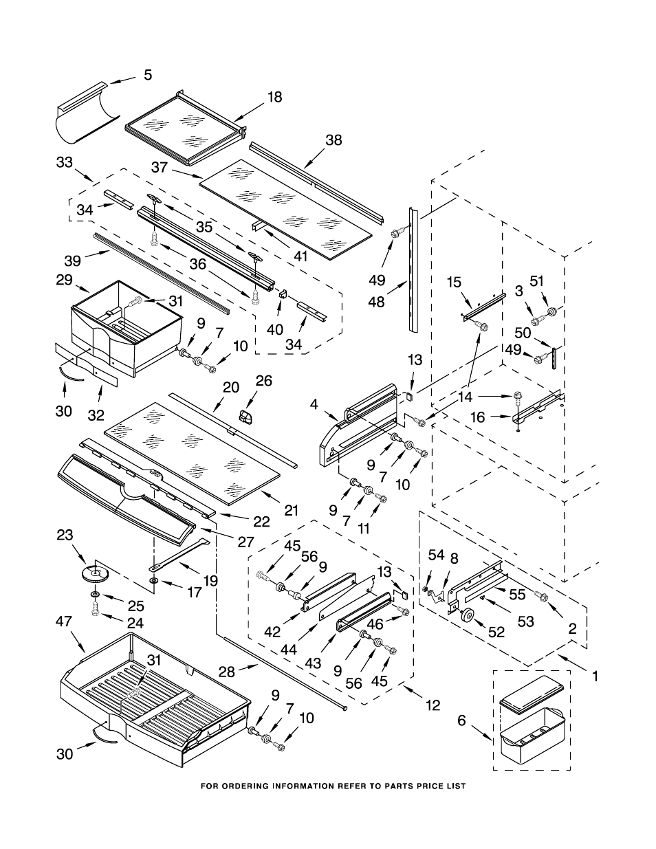 Refrigerator shelf, Refrigerator shelf parts | KITCHENAID KBLS36FKB02 User Manual | Page 7 / 18