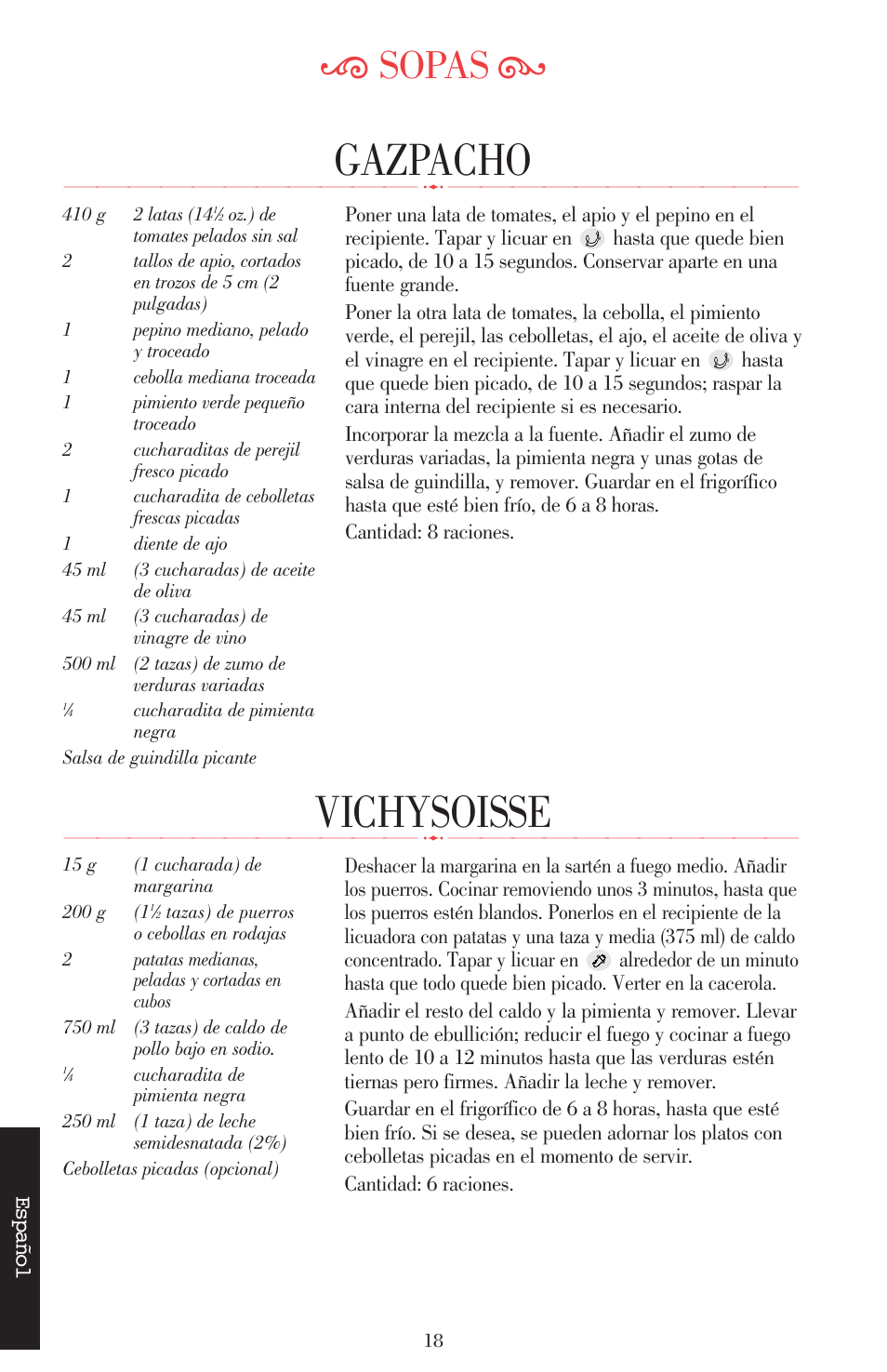 Vichysoisse, Gazpacho, Ķ sopas ĸ | KITCHENAID ULTRA POWER 5KSB52XXXX User Manual | Page 125 / 255