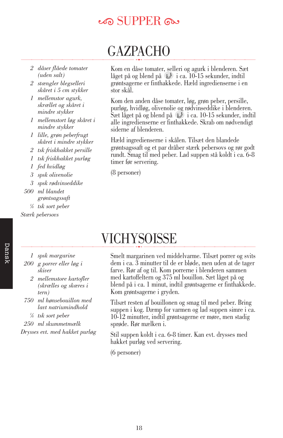 Vichysoisse, Gazpacho, Ķ supper ĸ | KITCHENAID ULTRA POWER 5KSB52XXXX User Manual | Page 209 / 255
