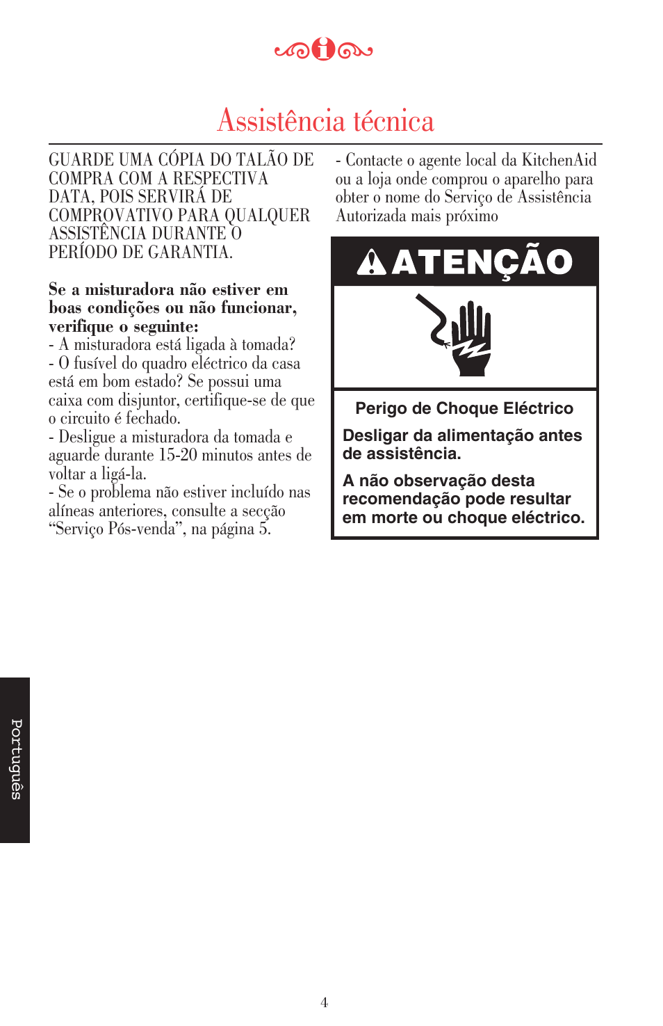 Assistência técnica | KITCHENAID ULTRA POWER 5KSB52XXXX User Manual | Page 216 / 255