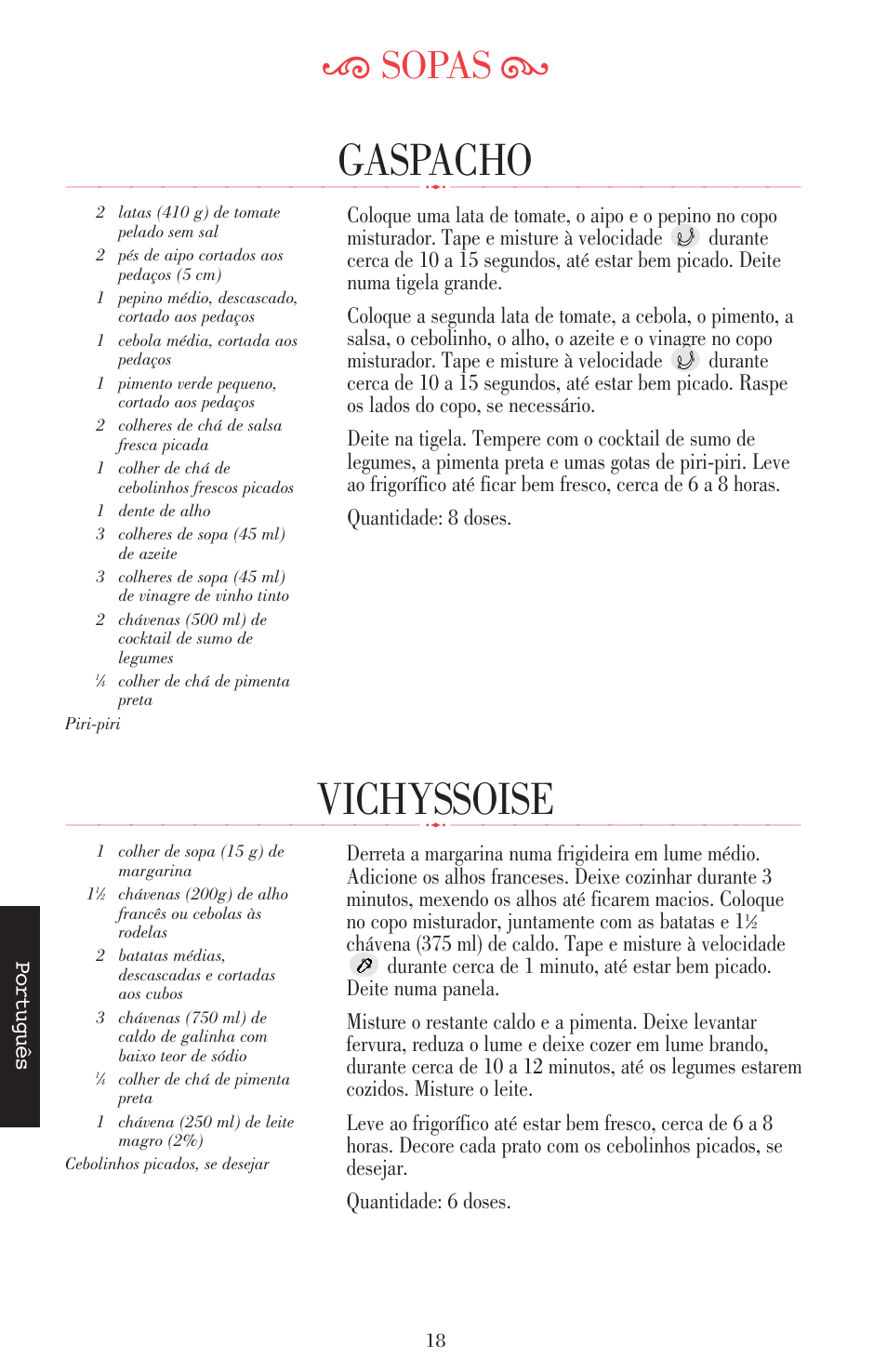 Vichyssoise, Gaspacho, Ķ sopas ĸ | KITCHENAID ULTRA POWER 5KSB52XXXX User Manual | Page 230 / 255