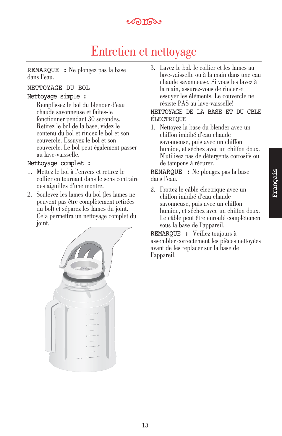 Entretien et nettoyage, Français | KITCHENAID ULTRA POWER 5KSB52XXXX User Manual | Page 57 / 255