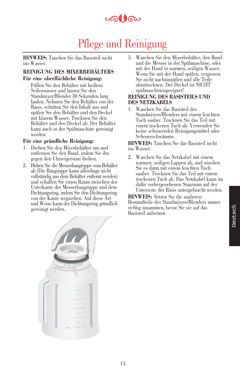Pflege und reinigung | KITCHENAID ULTRA POWER 5KSB52XXXX User Manual | Page 78 / 255