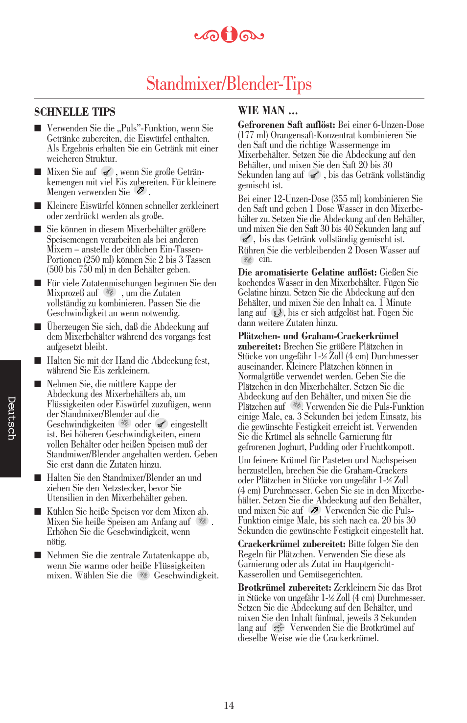 Standmixer/blender-tips | KITCHENAID ULTRA POWER 5KSB52XXXX User Manual | Page 79 / 255