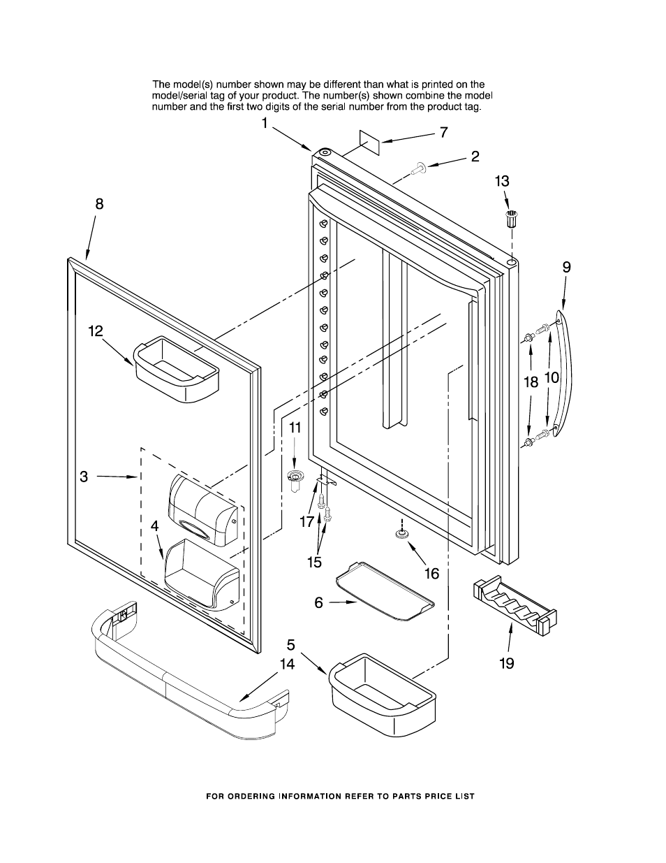 Refrigerator door, Refrigerator door parts | KITCHENAID KBLS22EVMS00 User Manual | Page 7 / 16