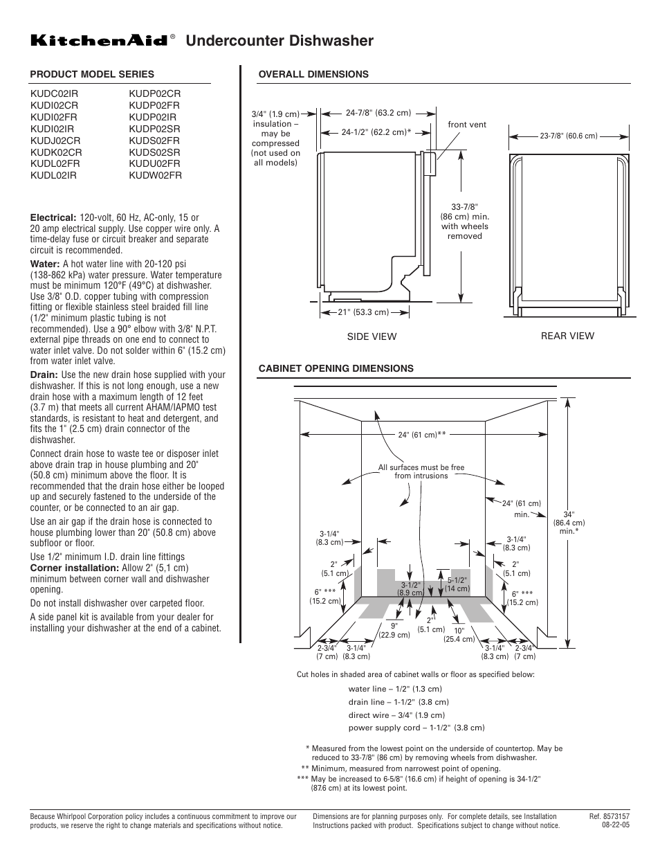 KITCHENAID KUDC02IR User Manual | 1 page