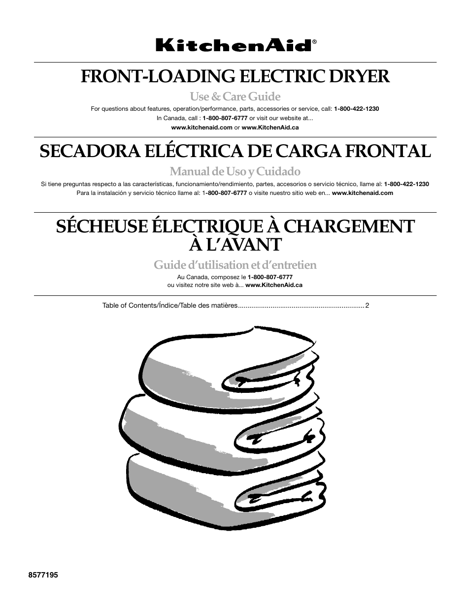 KITCHENAID FRONT-LOADING ELECTRIC DRYER User Manual | 76 pages