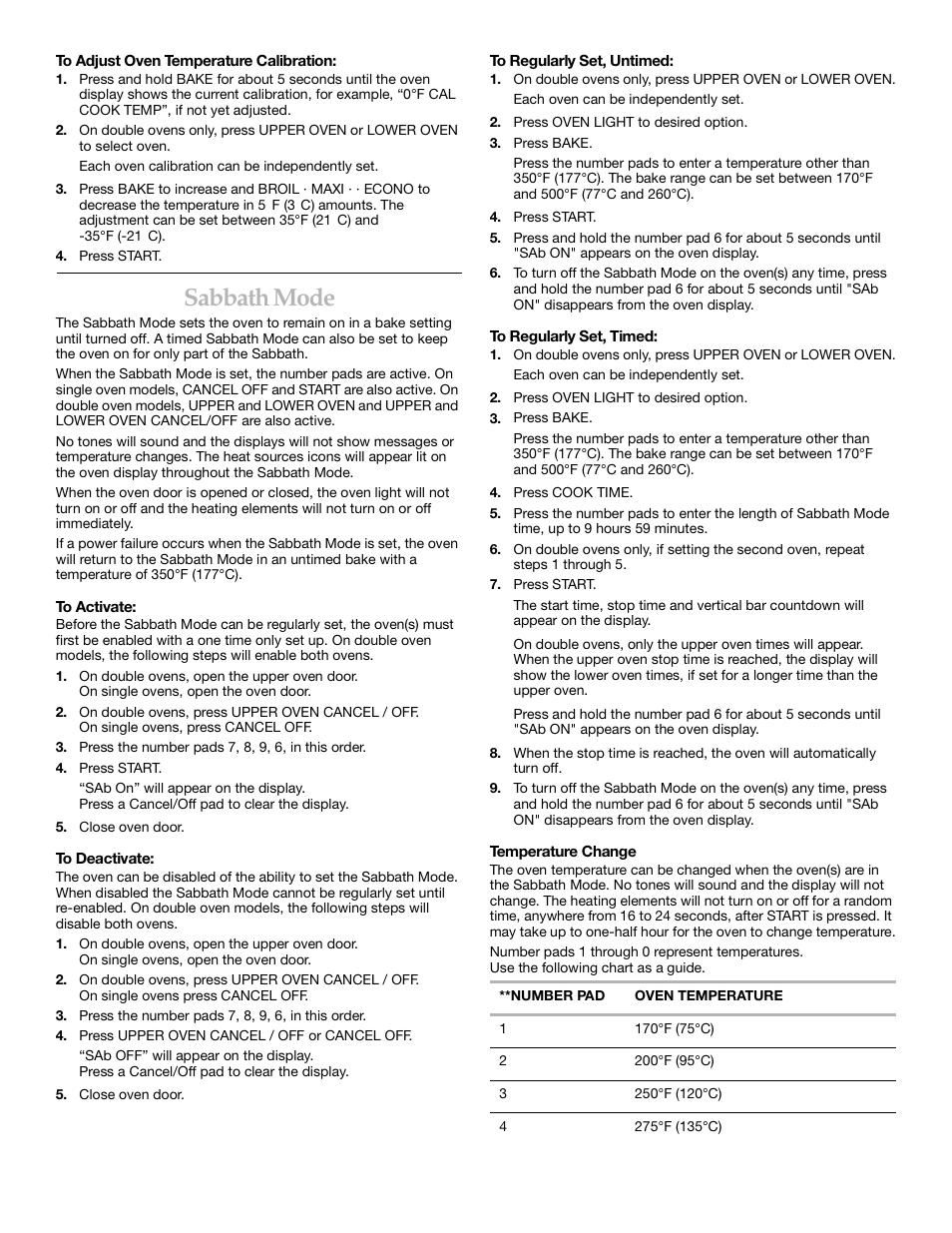 Sabbath mode | KITCHENAID YKEBI101 User Manual | Page 8 / 16