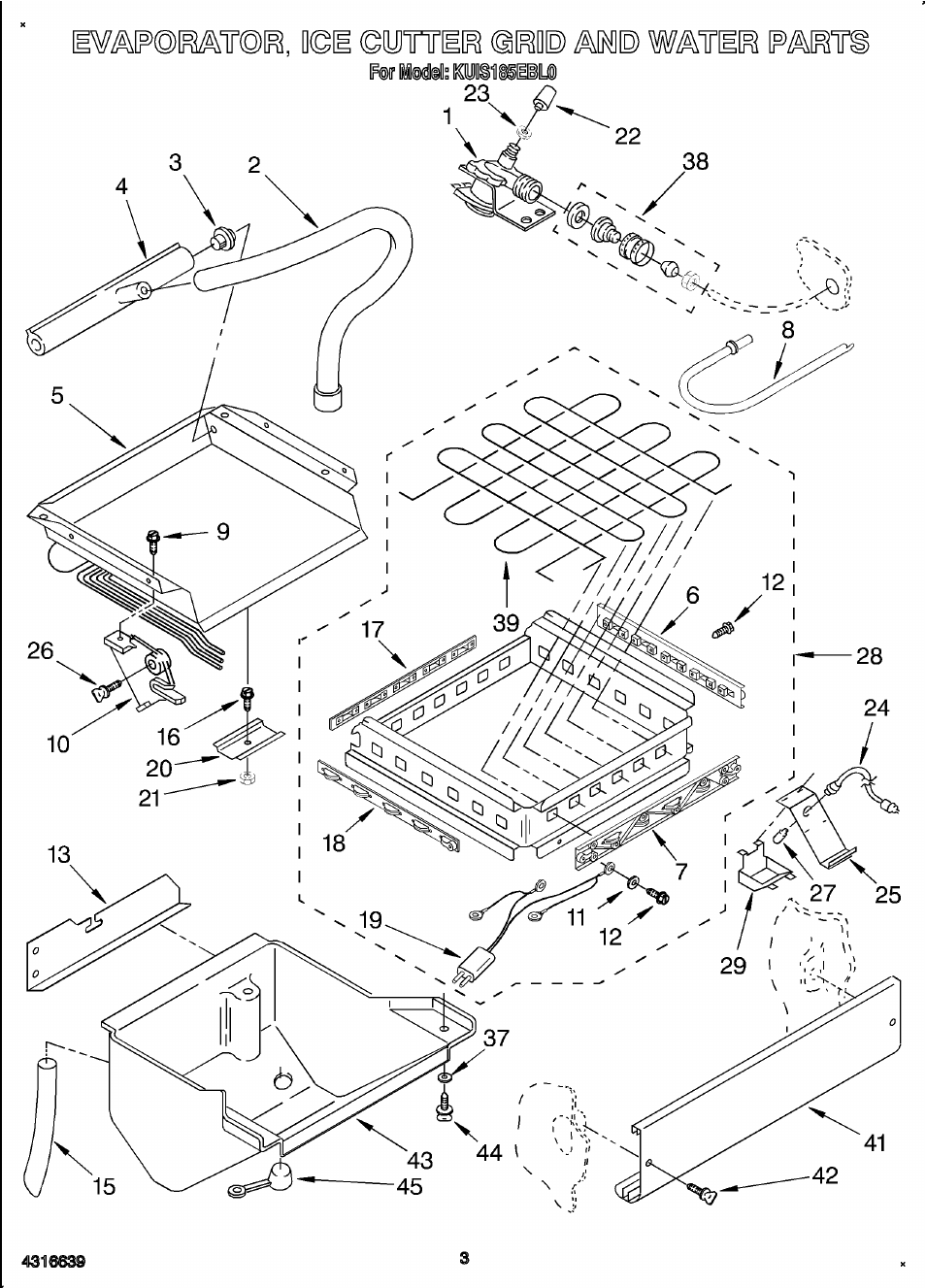 Evaporator, ice cutter grid and water | KITCHENAID KUIS185EBL0 User Manual | Page 4 / 11
