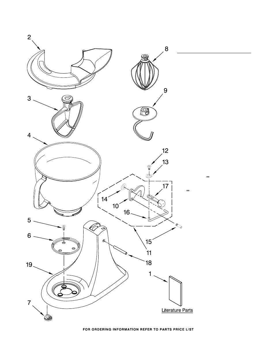 Base and pedestal unit, Literature | KITCHENAID KSM150PSGR0 User Manual | Page 5 / 10