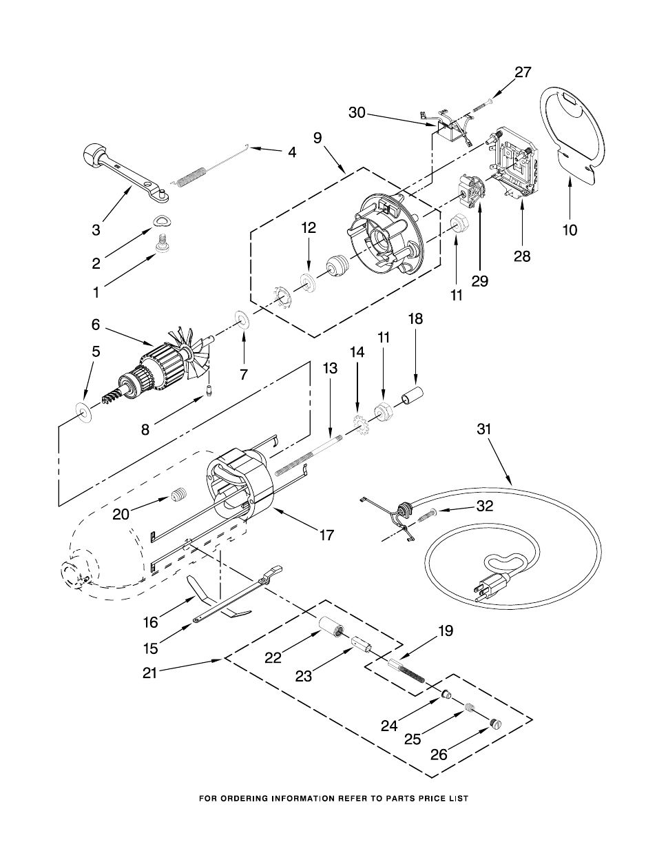 Motor and control, Motor and control parts | KITCHENAID KSM150PSGR0 User Manual | Page 8 / 10