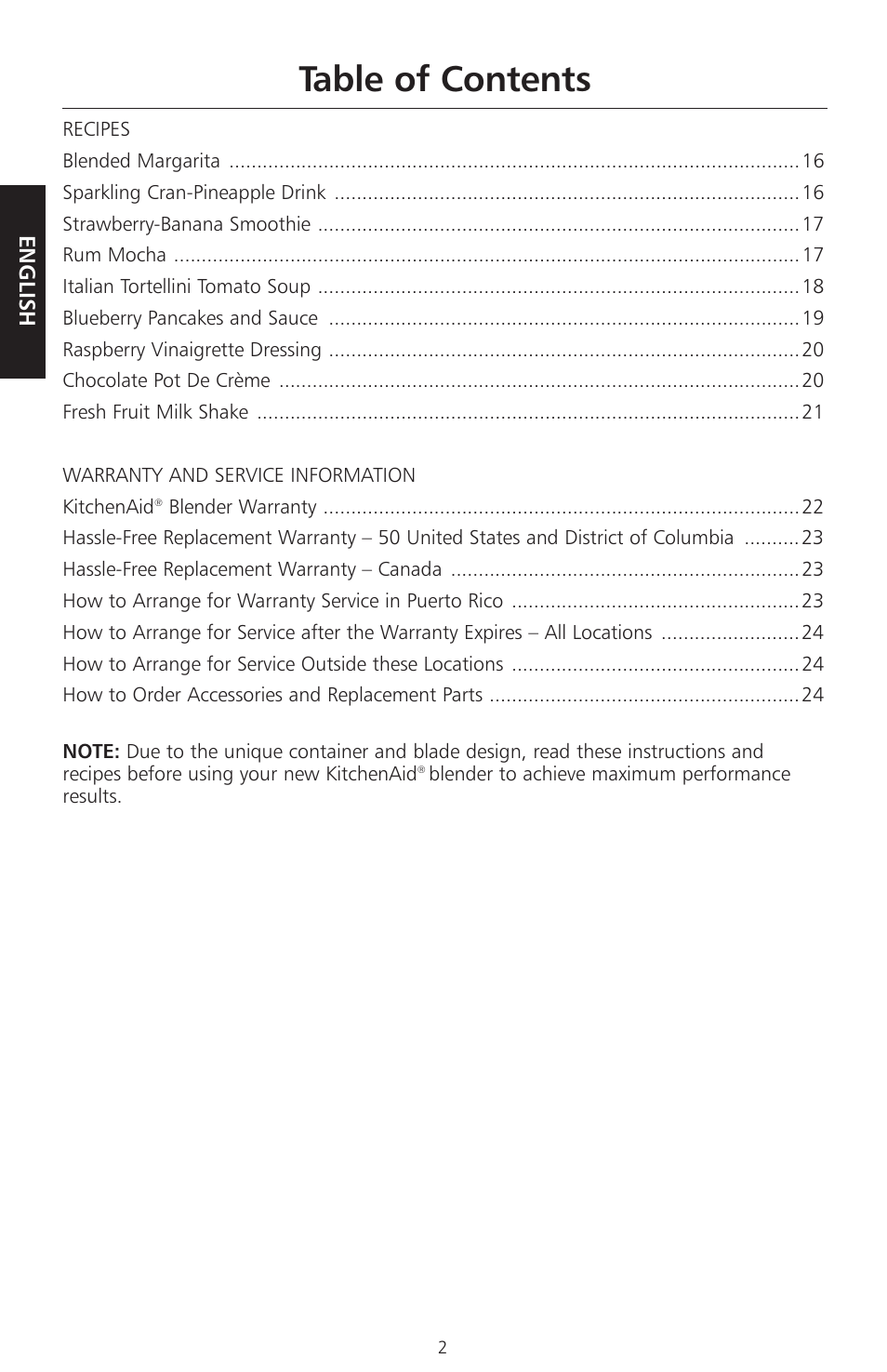 KITCHENAID KSB560 User Manual | Page 5 / 80