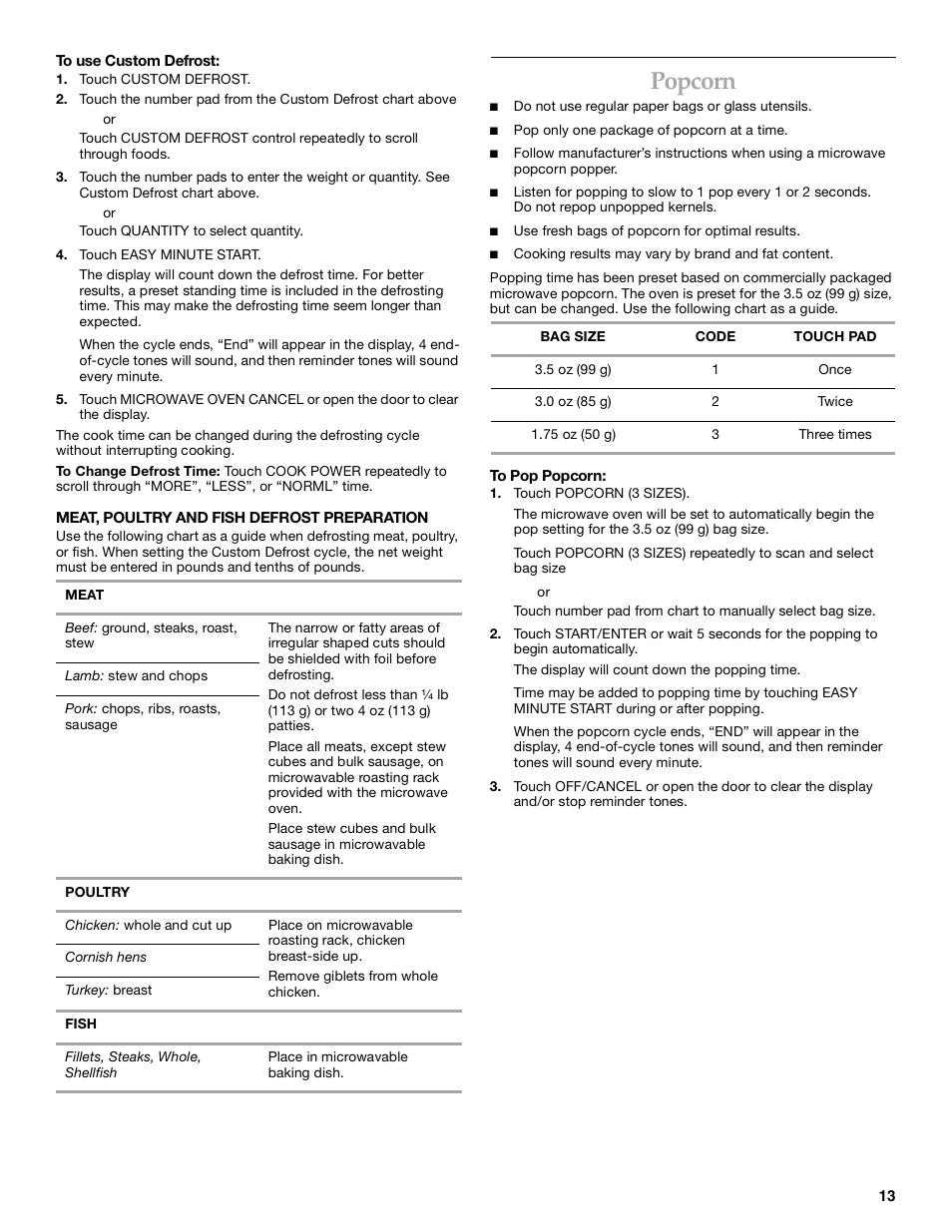 Popcorn | KITCHENAID KBMC140  EN User Manual | Page 13 / 20