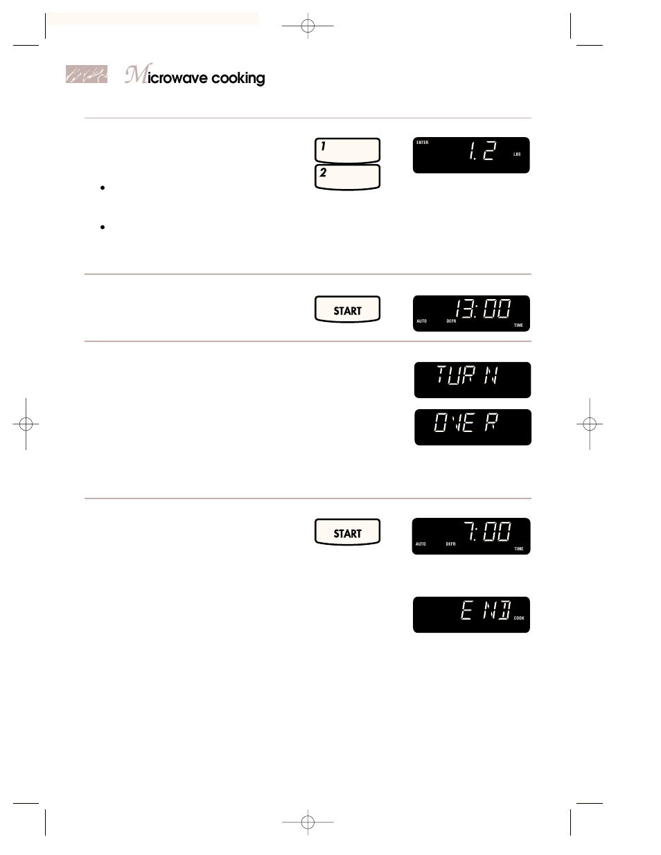 Icrowave cooking, Restart oven, At end of defrosting time: touch you see | Touch you see, You see, Start, Time remaining) | KITCHENAID 3828W5A0969 User Manual | Page 24 / 72