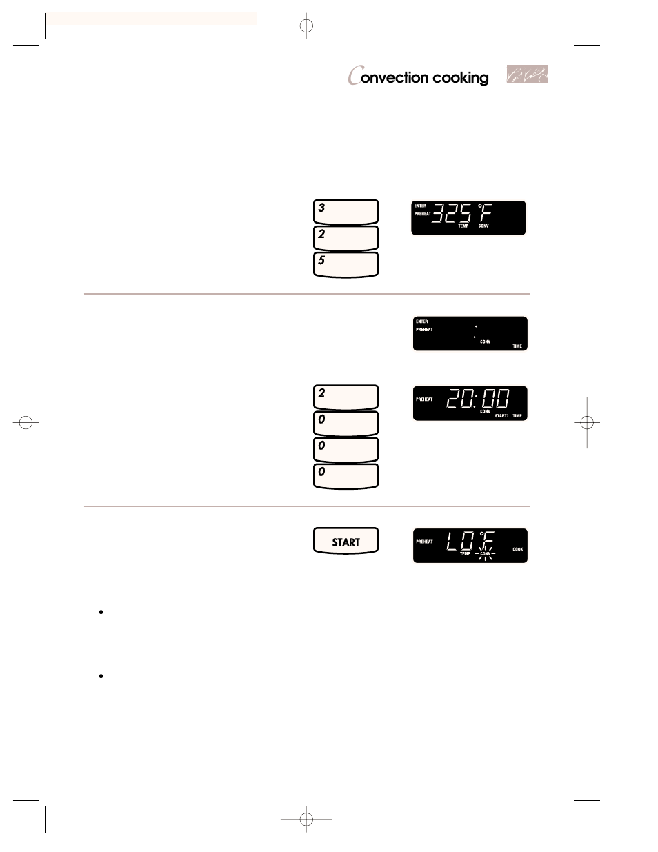 Onvection cooking, Set cooking cycle cooking time, Start oven | KITCHENAID 3828W5A0969 User Manual | Page 43 / 72