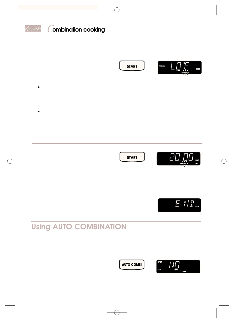 Using auto combination, Ombination cooking, Choose auto combi | Start oven, Touch you see, You see | KITCHENAID 3828W5A0969 User Manual | Page 54 / 72