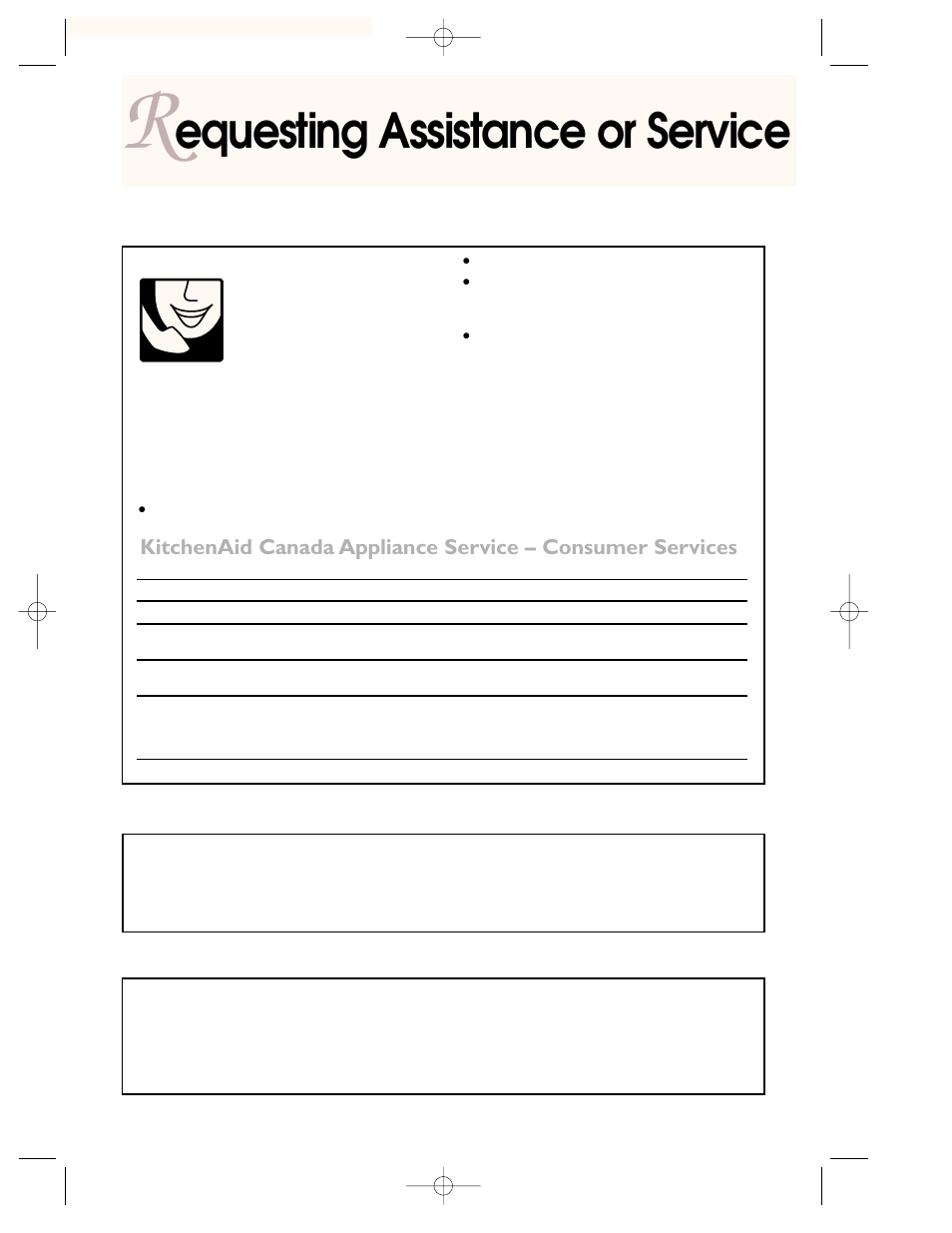 R equesting assistance or service, Equesting assistance or service, If you need assistance or service | If you need replacement parts, For further assistance | KITCHENAID 3828W5A0969 User Manual | Page 71 / 72