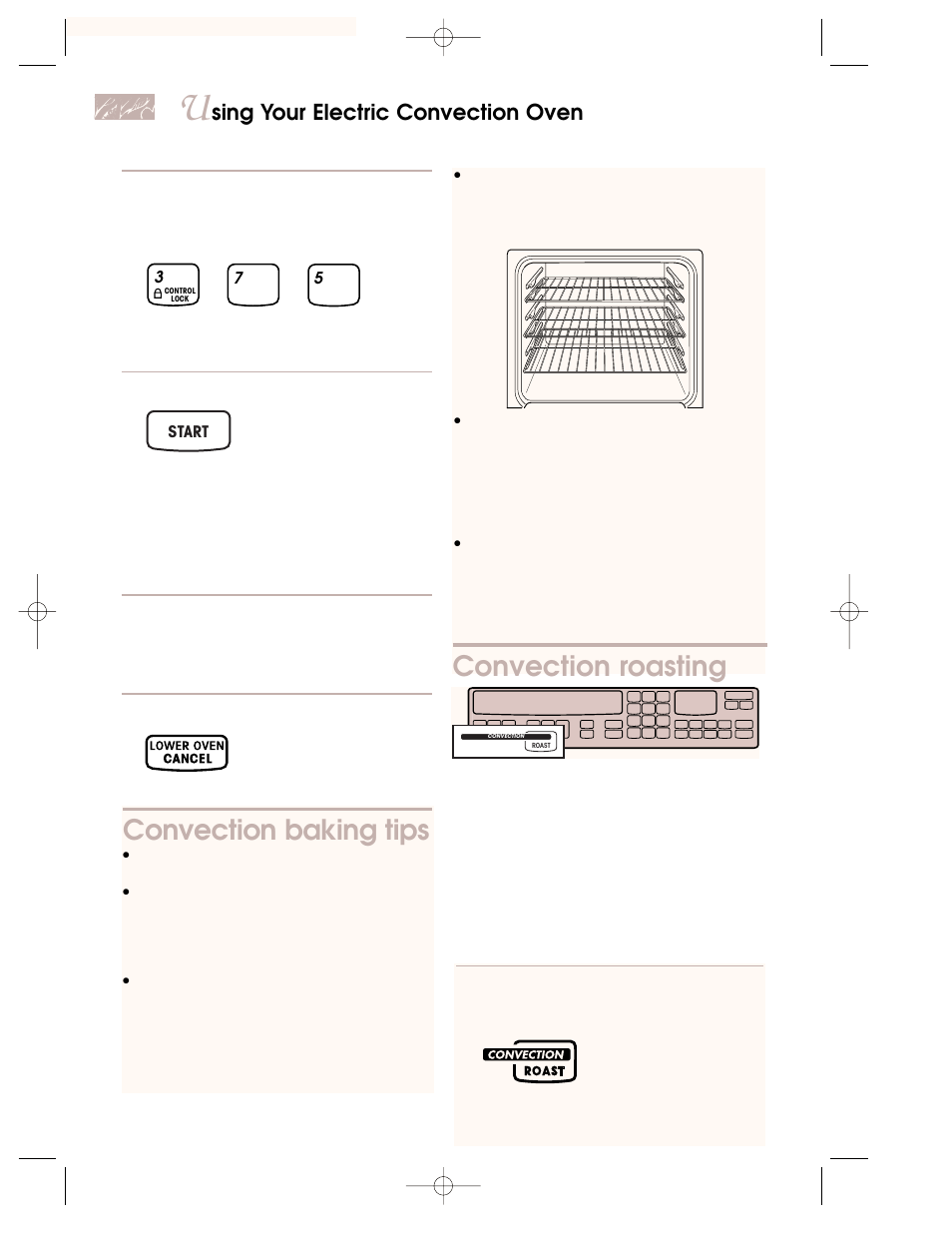 Convection baking tips, Convection roasting, Sing your electric convection oven | KITCHENAID KEMC378 User Manual | Page 12 / 40