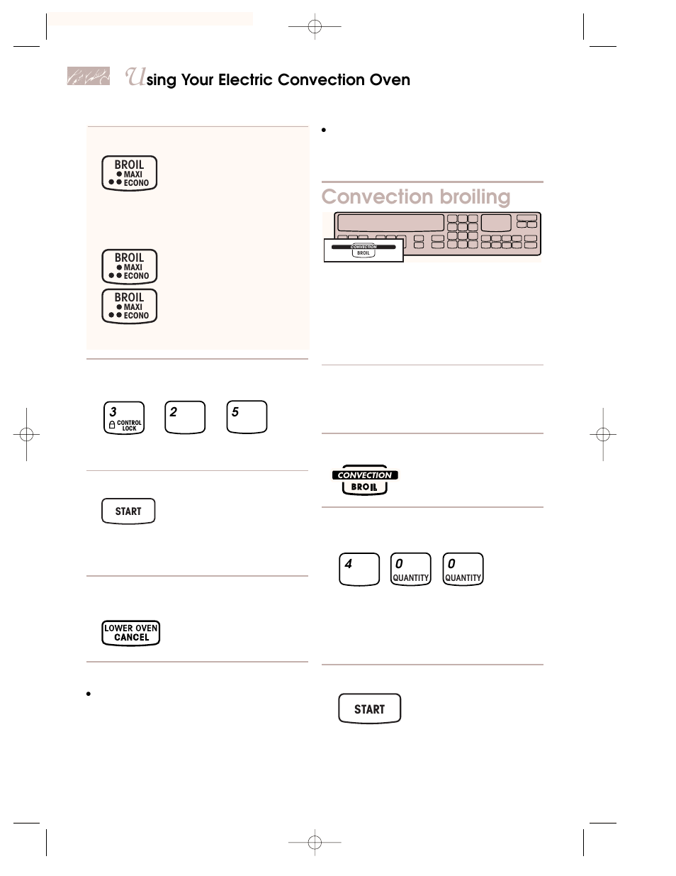 Convection broiling, Sing your electric convection oven | KITCHENAID KEMC378 User Manual | Page 22 / 40