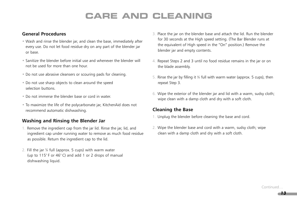 Care and cleaning | KITCHENAID KCB148 User Manual | Page 15 / 24