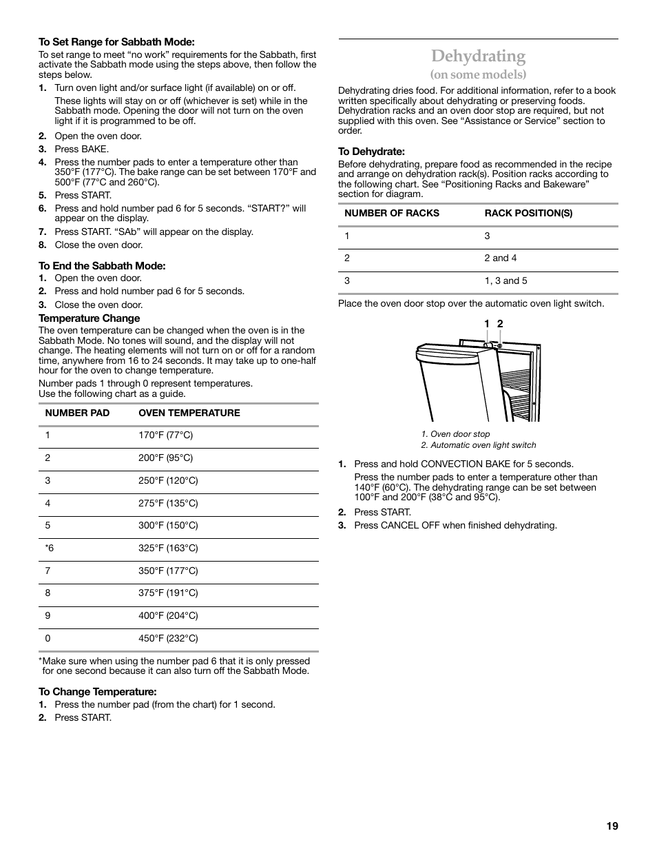Dehydrating, On some models) | KITCHENAID YKGRC608 User Manual | Page 19 / 28