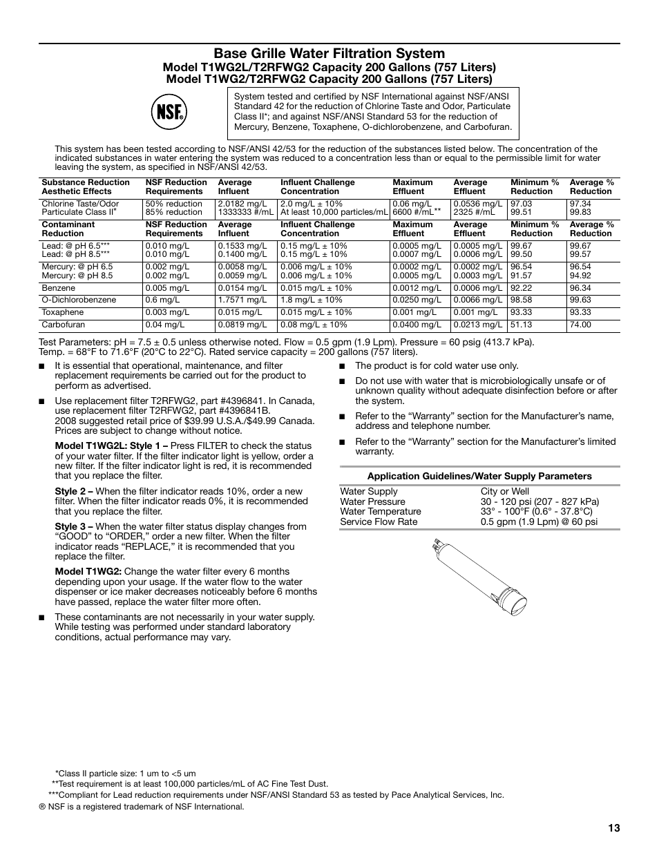 Base grille water filtration system | KITCHENAID W10206410A User Manual | Page 13 / 46