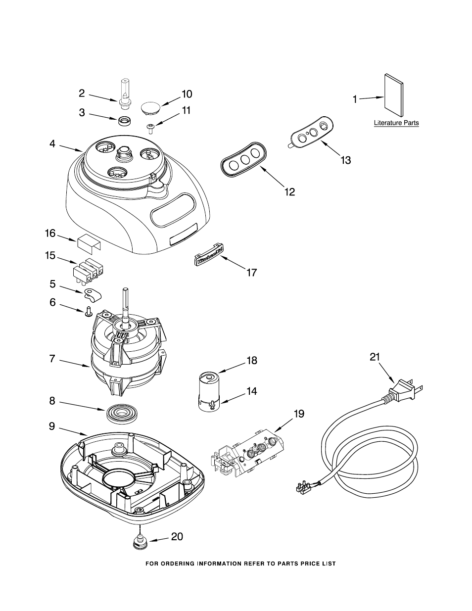 Motor and housing, Motor and housing parts | KITCHENAID 4KFP750OB0 User Manual | Page 2 / 5